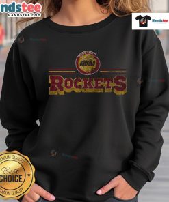 Alt Text: Official Houston Rockets fan banner sweatshirt featuring team colors and logo, perfect for game day attire.