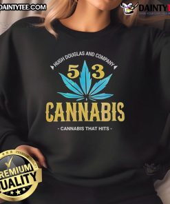 Official Hugh Douglas And Company 503 Cannabis That Hits Sweatshirt in a stylish black design, perfect for cannabis enthusiasts.