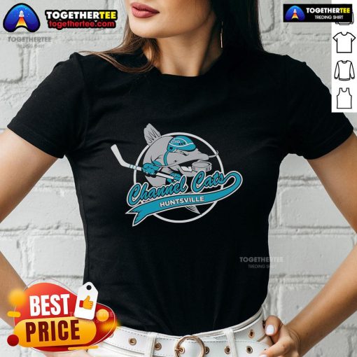 Alt Text: Official Huntsville Channel Cats ladies tee featuring team logo and stylish design for fans of all ages.