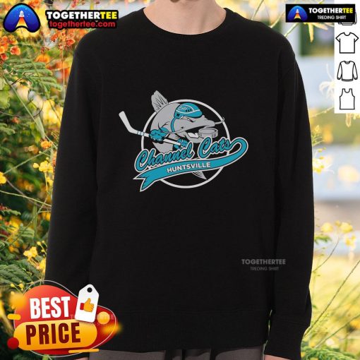 Official Huntsville Channel Cats sweatshirt featuring team logo and colors, perfect for fans and casual wear.