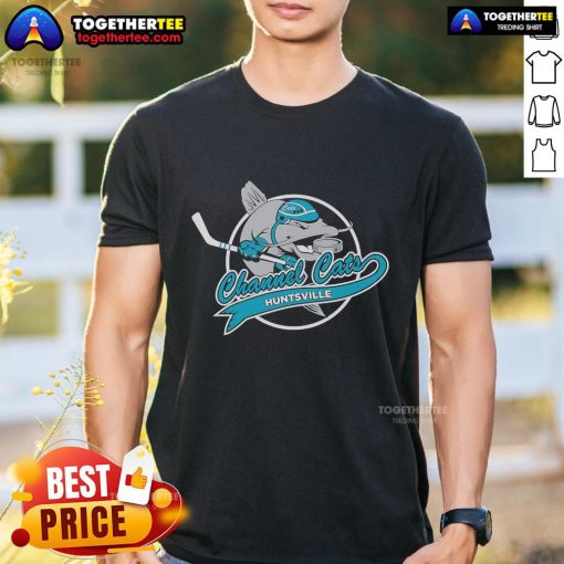 Official Huntsville Channel Cats T-Shirt featuring team logo and vibrant colors for fans and supporters.