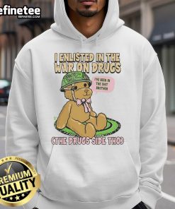 Cool hoodie design featuring 'I Enlisted In The War On Drugs' slogan, perfect for stylish casual wear and street fashion.