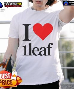 Official I Love 1Leaf T-Shirt featuring a bold heart design, perfect for fans of the 1Leaf brand and casual wear.