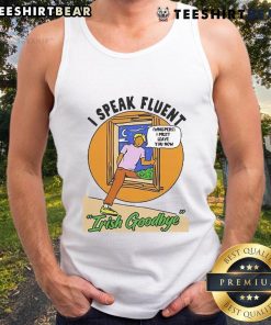 Ivory tank top with 'I Speak Fluent Irish' print, perfect for showcasing Irish pride and culture.