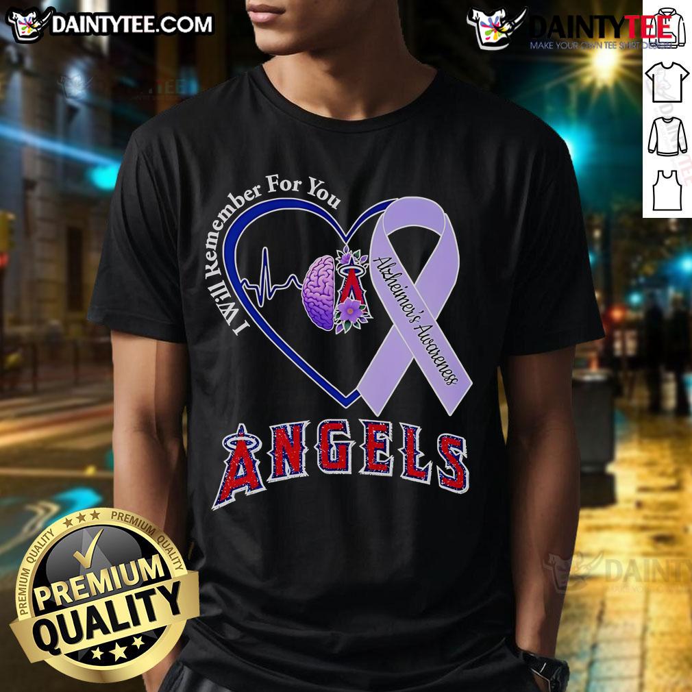 Official I Will Remember For You Alzheimer's Awareness Los Angeles Angels T-Shirt Official I Will Remember For You Alzheimer's Awareness Los Angeles Angels T-Shirt showcasing support for Alzheimer's research.