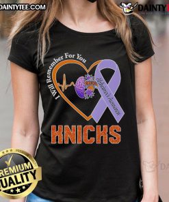 New York Knicks ladies tee promoting Alzheimer's awareness with 'I Will Remember For You' design, perfect for supporters.