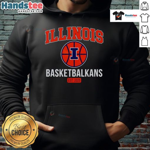 Official Illinois Urbana-Champaign Basketball ET 2025 hoodie in navy blue with logo, perfect for fans and athletes.