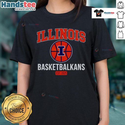 Official Illinois Urbana-Champaign Basketball ET 2025 Ladies Tee in vibrant colors, perfect for fans and casual wear.