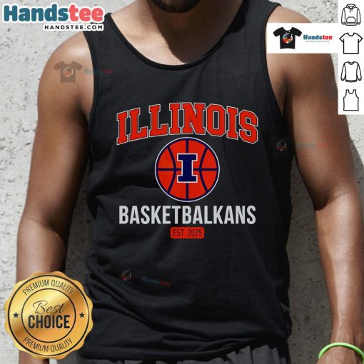 Official Illinois Urbana-Champaign Basketball ET 2025 tank top featuring bold team colors and logo for fans.