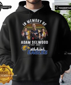Alt Text: Limited edition 'In Memory of Adam Selwood' hoodie from West Coast Eagles, 2025 collection, featuring team colors and logo.