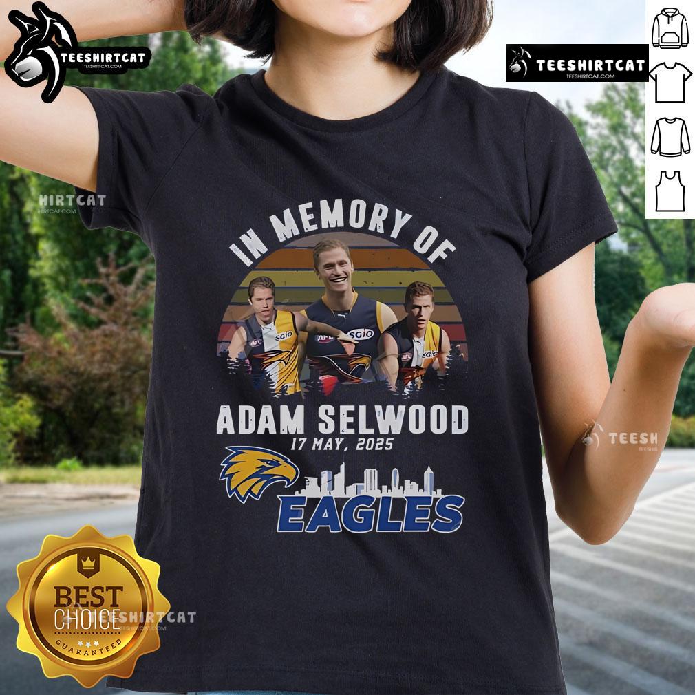 Official In Memory Of Adam Selwood 2025 X West Coast Eagles Limited Edition Ladies-Tee Official In Memory Of Adam Selwood 2025 X West Coast Eagles Limited Edition Ladies Tee in vibrant team colors.