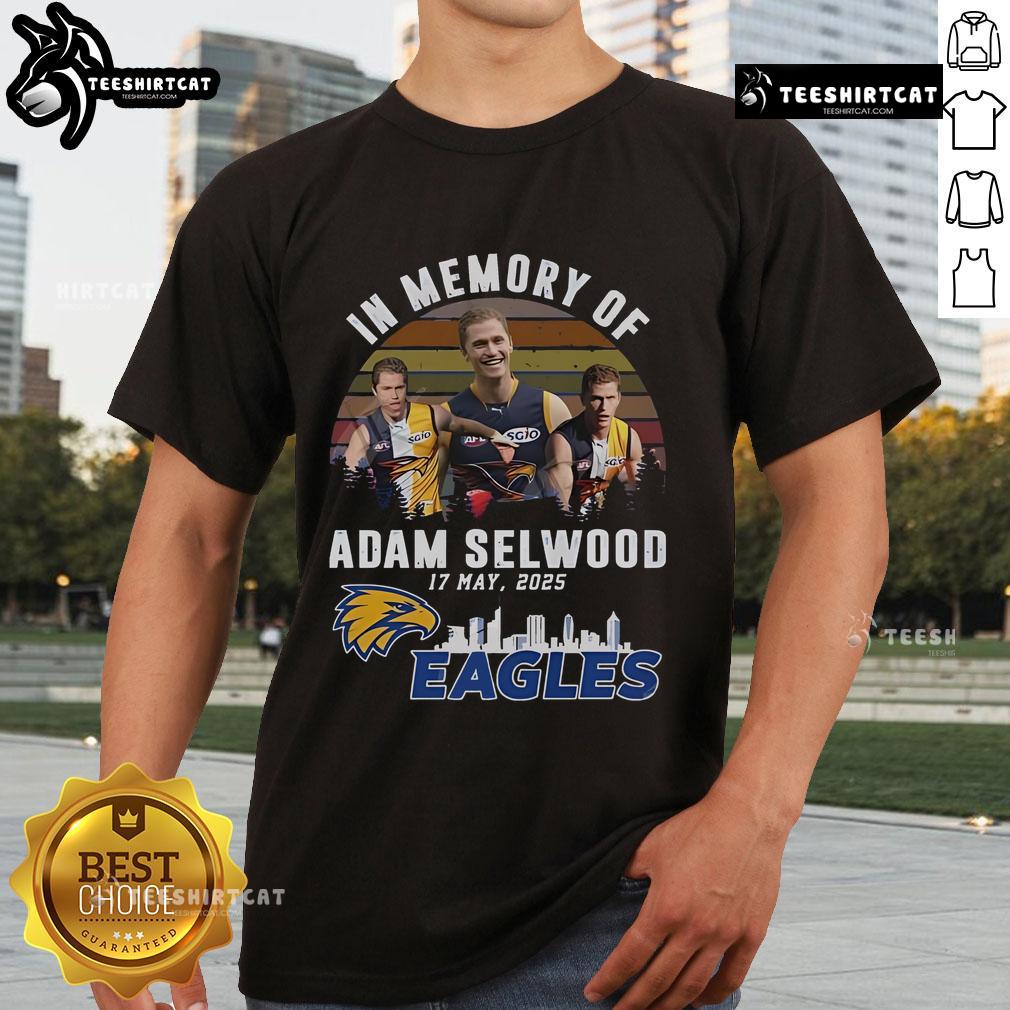 Official In Memory Of Adam Selwood 2025 X West Coast Eagles Limited Edition T-Shirt Official In Memory Of Adam Selwood 2025 X West Coast Eagles Limited Edition T-Shirt featuring team colors and logo.