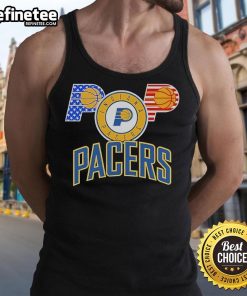 Alt Text: Official Indiana Pacers Basketball 2025 tank top featuring team colors and logo, perfect for fans and summer wear.