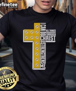 Official Indiana Pacers I Can Do All Things Through Christ T-Shirt featuring team logo and inspirational message.