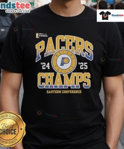 Official Indiana Pacers NBA Finals 2024-2025 Pride Eastern Conference Champions T-Shirt featuring vibrant team colors.