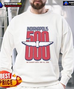 Alt Text: 1992 Indianapolis 500 sweatshirt celebrating the 76th running of the Indy 500, featuring iconic race graphics.
