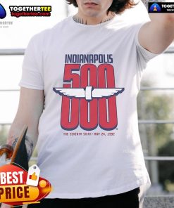 Alt Text: Official Indianapolis 1992 Indy 500 76th Running T-Shirt showcasing iconic design and memorabilia from the race.