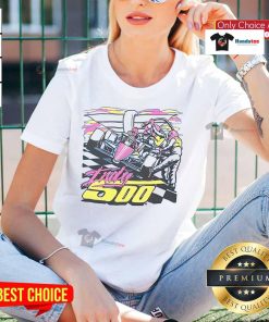 Official Indy 500 Neon 25 Ladies Tee featuring vibrant neon graphics and a stylish fit, perfect for race fans.