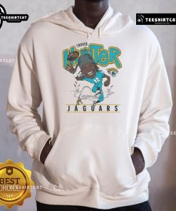 Official Jacksonville Jaguars Travis Hunter Hoodie in black, featuring team logo and player name on the back.
