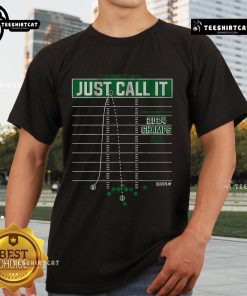 Official Jalen Hurts & Devonta Smith Just Call It T-Shirt featuring vibrant graphics and team colors for Eagles fans.