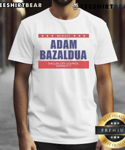 Official Jasmine Crockett Adam Bazaldua re-elect Dallas City Council District T-Shirt featuring campaign graphics and logos.