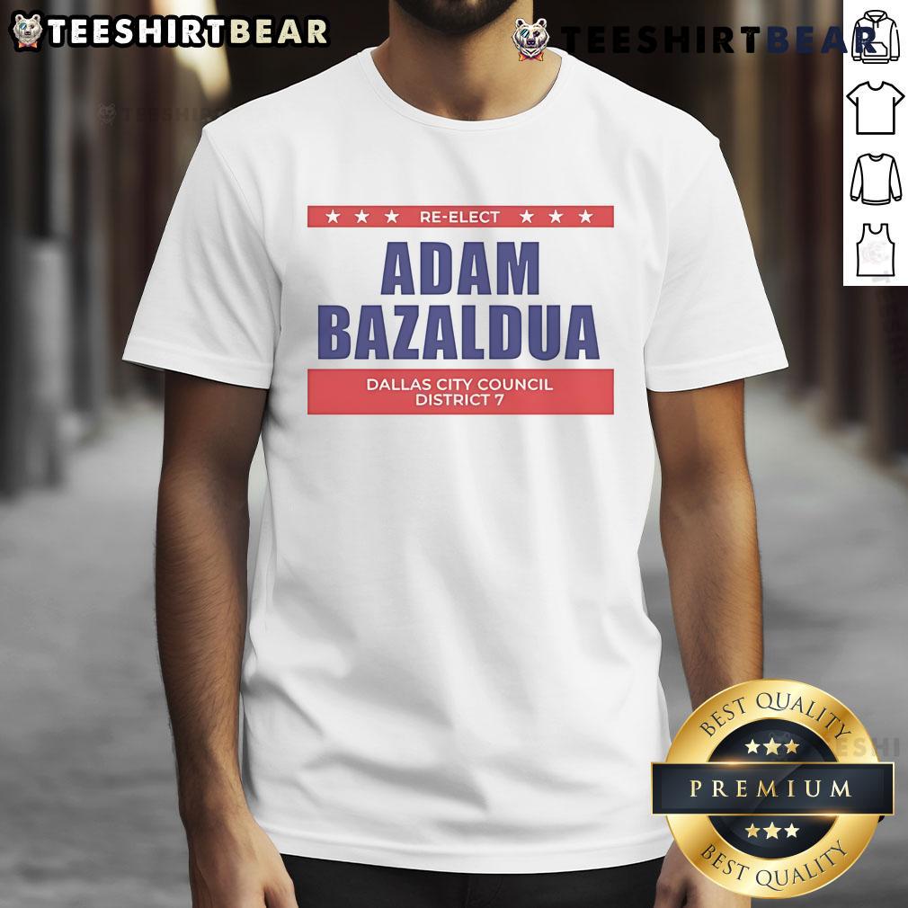 Official Jasmine Crockett Adam Bazaldua Re-Elect Dallas City Council District T-Shirt Official Jasmine Crockett Adam Bazaldua re-elect Dallas City Council District T-Shirt featuring campaign graphics and logos.