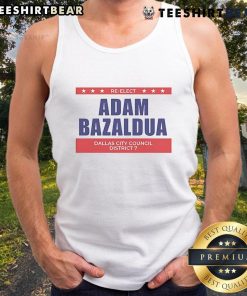 Jasmine Crockett and Adam Bazaldua campaign for re-election to Dallas City Council District, wearing branded tank tops.