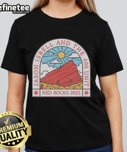 Official Jason Isbell and The 400 Unit Ladies Tee from Red Rocks Amphitheatre, Morrison, Colorado, May 3, 2025.