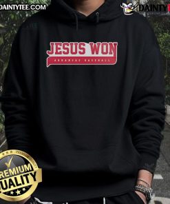 Alt Text: Official Jesus Won Arkansas Razorbacks 2025 Special Hoodie featuring team colors and logo for fans and supporters.