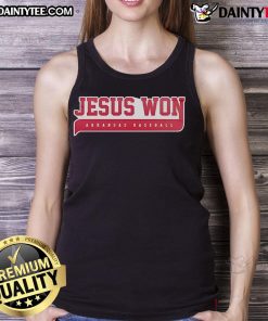 Official Jesus Won Arkansas Razorbacks 2025 special tank top featuring team colors and logo for fans and supporters.