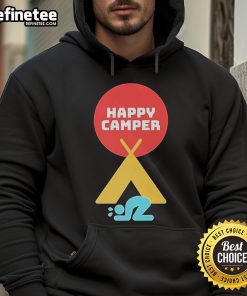 Official Jim Gaffigan Happy Camper 2025 Hoodie featuring a cozy design perfect for fans and outdoor enthusiasts.