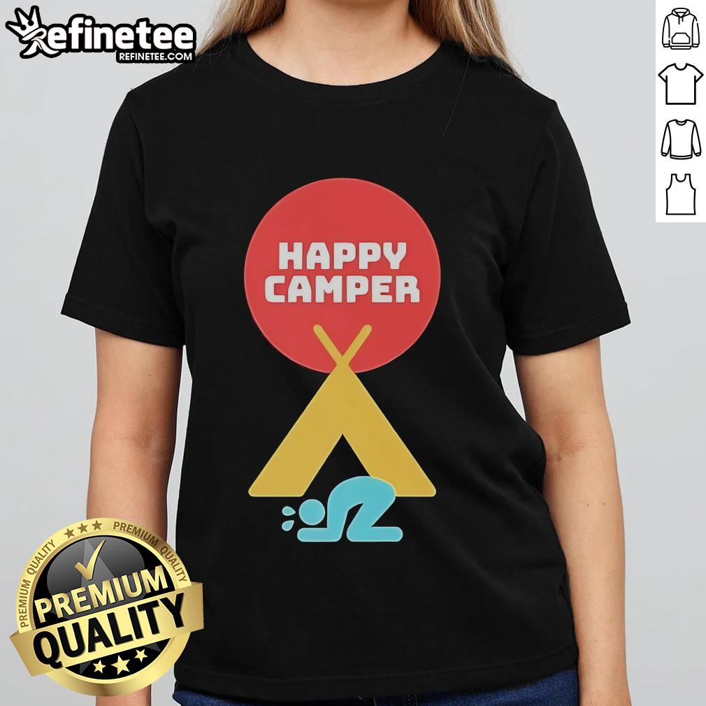 Official Jim Gaffigan Happy Camper 2025 Ladies Tee Official Jim Gaffigan Happy Camper 2025 Ladies Tee featuring a fun graphic design for comedy fans and stylish comfort.