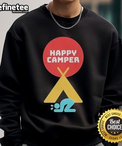 Alt Text: Official Jim Gaffigan Happy Camper 2025 sweatshirt featuring a colorful design perfect for comedy fans.