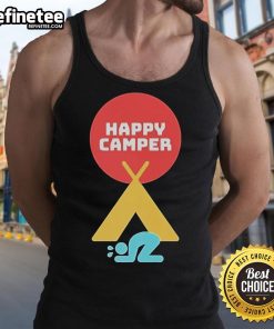 Official Jim Gaffigan Happy Camper 2025 tank top design featuring vibrant colors and comedic graphics.
