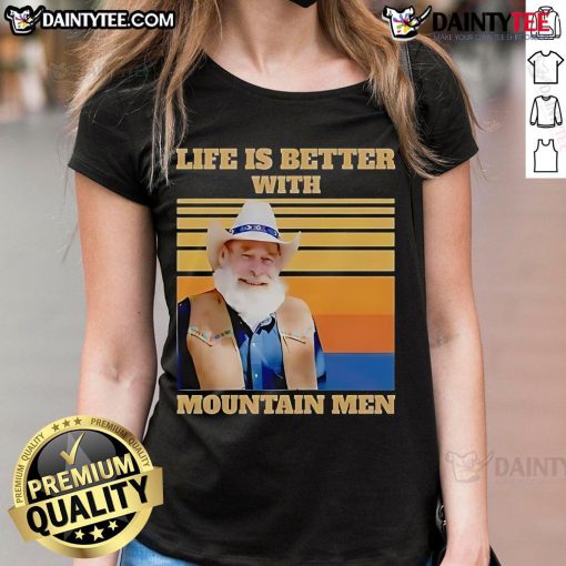 Alt Text: Official JK Simmons Life Is Better With Mountain Men Vintage Ladies Tee featuring a stylish design for outdoor enthusiasts.