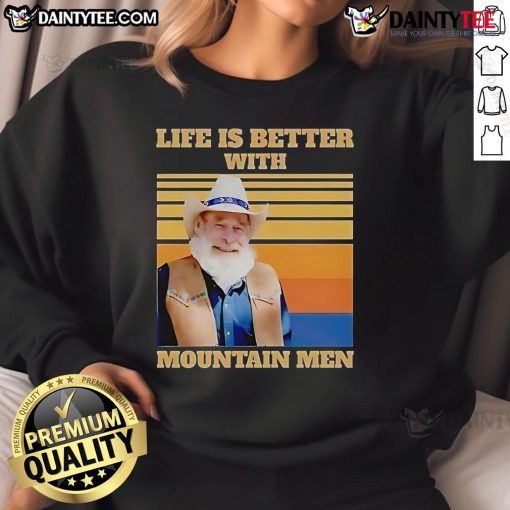 Official JK Simmons Life Is Better With Mountain Men vintage sweatshirt featuring classic design and cozy fit.
