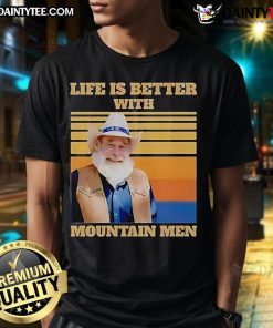 Alt Text: Official JK Simmons Life Is Better With Mountain Men vintage T-shirt featuring a rustic design and comfortable fit.