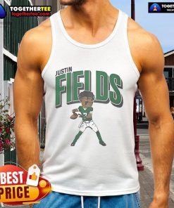 Official Justin Fields New York Jets cartoon tank top featuring vibrant graphics and team colors, perfect for fans.
