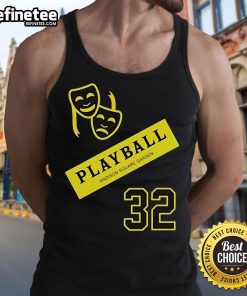 Alt Text: Official Kat New York Knicks Playball tank top showcased at Madison Square Garden, perfect for basketball fans.