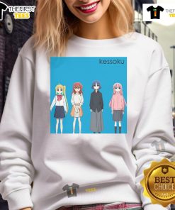 Alt Text: Official Kessoku Band Bocchi The Rock Anime Sweatshirt featuring vibrant graphics and cozy design for fans.