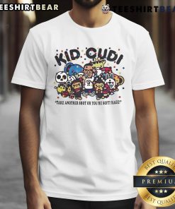 Alt Text: Official Kid Cudi Take Another Shot Or Youre Soft rage t-shirt featuring bold graphics and vibrant colors.