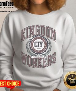 Alt Text: Official Kingdom Workers Christ Youth Sweatshirt 1968, featuring a gospel-centered design connected to the church.