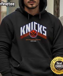 Vintage New York Knicks hoodie, officially licensed, established 1946, featuring Knicks logo and sports design.