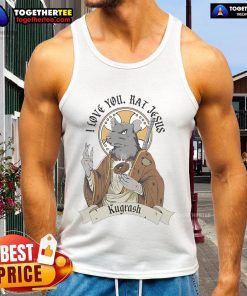 Official Kugrash I Love You Rat Jesus Tank Top featuring unique design and vibrant colors for casual wear.