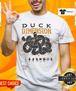 Alt Text: Official Kurzgesagt Duck Dimension T-Shirt featuring vibrant graphics of the iconic duck design.