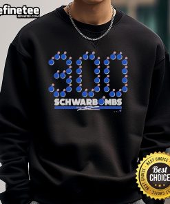 Official Kyle Schwarber 300 Schwarbombs Sweatshirt featuring a bold design, perfect for baseball fans and collectors.