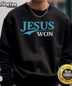 Official Kyle Stowers Jesus Won Sweatshirt featuring bold graphic design, perfect for fans of Kyle Stowers and inspirational apparel.