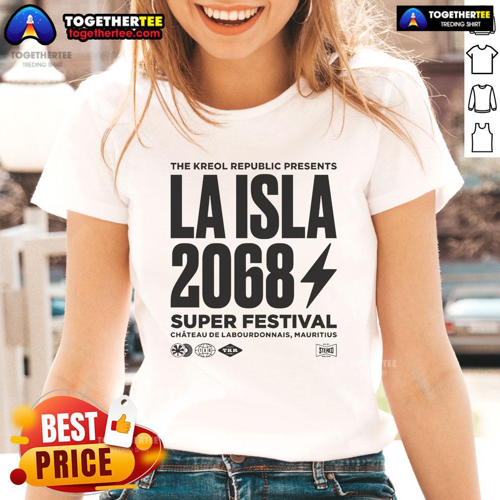 Official La Isla 2068 X The Kreol Republic 2025 Stereo Ladies Tee Official La Isla 2068 X The Kreol Republic 2025 stereo ladies tee featuring vibrant design and stylish fit.
