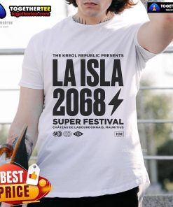 Official La Isla 2068 X The Kreol Republic 2025 Stereo T-Shirt featuring vibrant graphics and modern design.