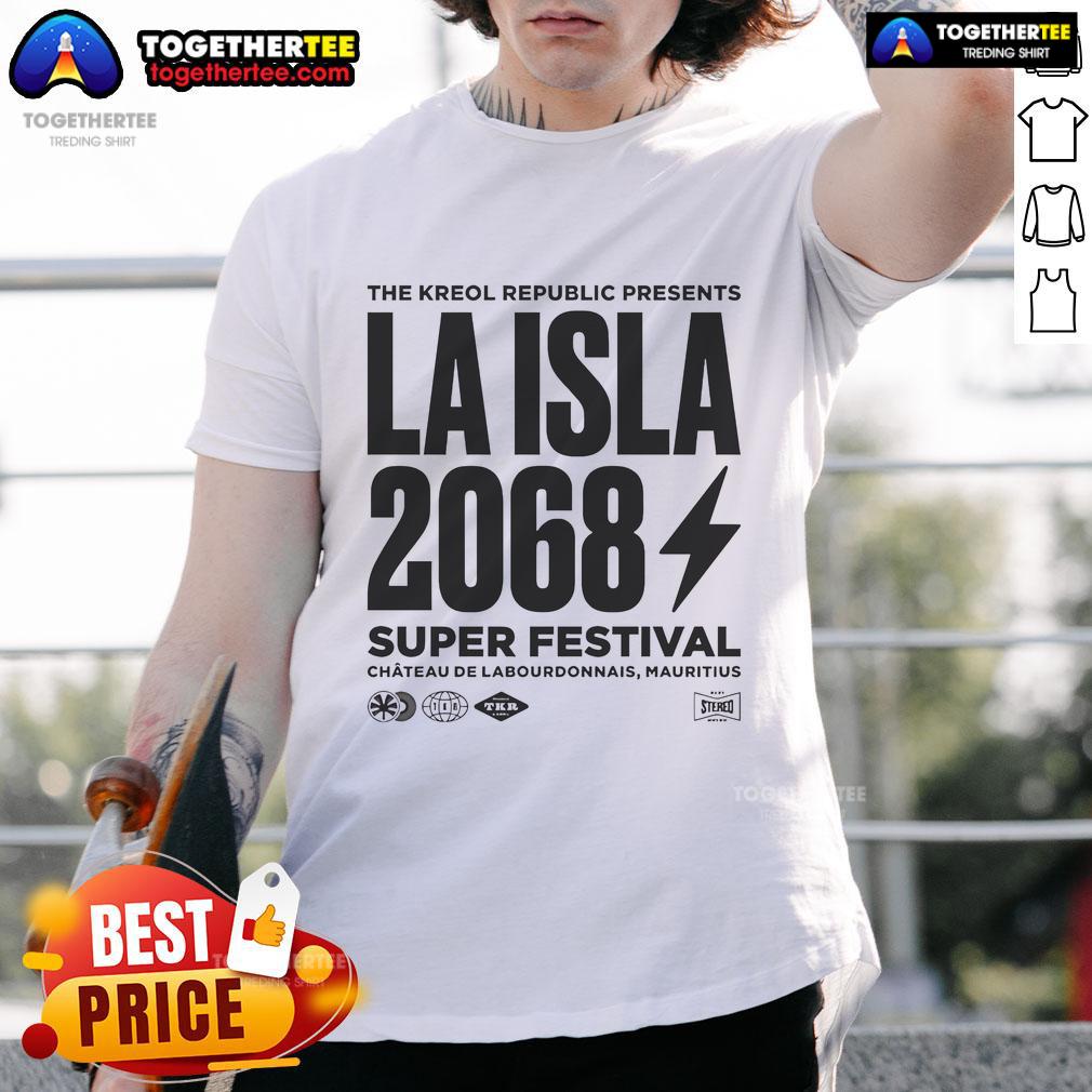 Official La Isla 2068 X The Kreol Republic 2025 Stereo T Shirt Official La Isla 2068 X The Kreol Republic 2025 Stereo T-Shirt featuring vibrant graphics and modern design.